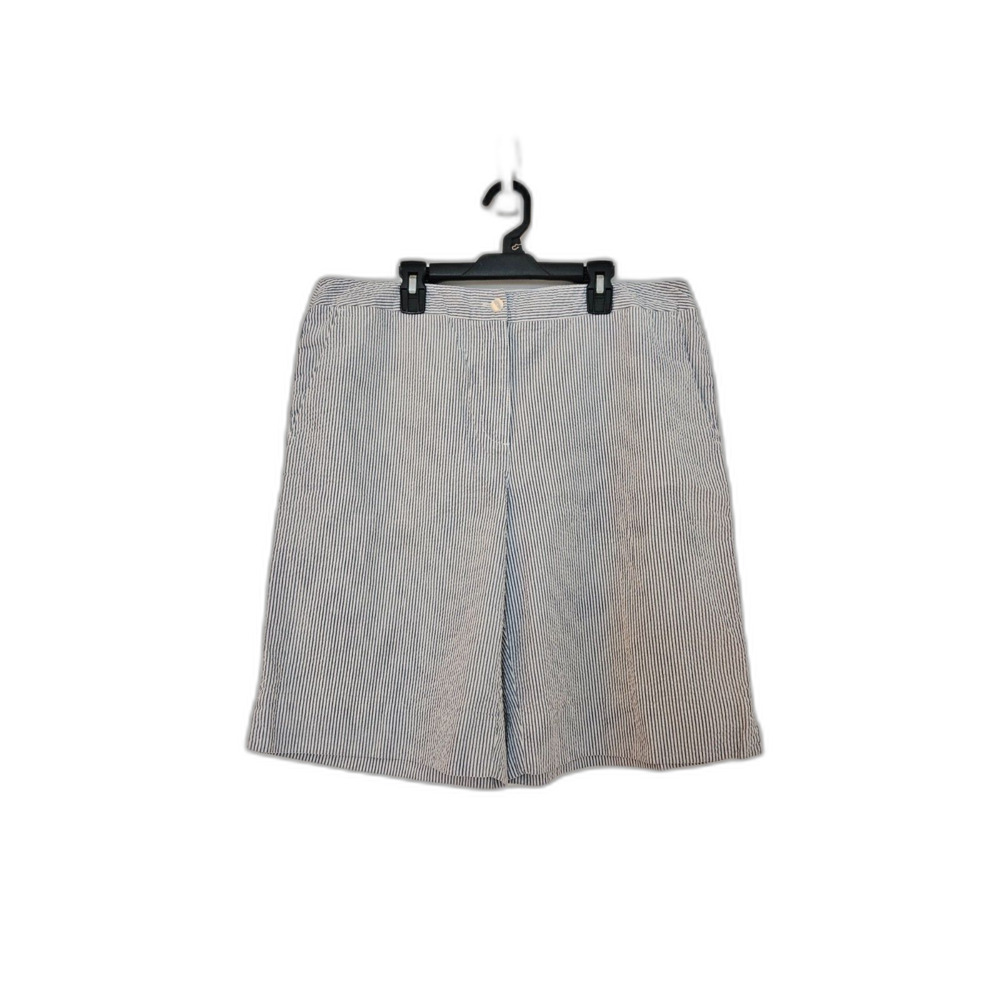 St Aumont 100% Cotton Seersucker Bermuda Shorts Plus Size 14 Blue White